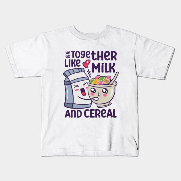 Milk and Cereal Pair - Love Couple Kids T-Shirt by Krishnansh W.